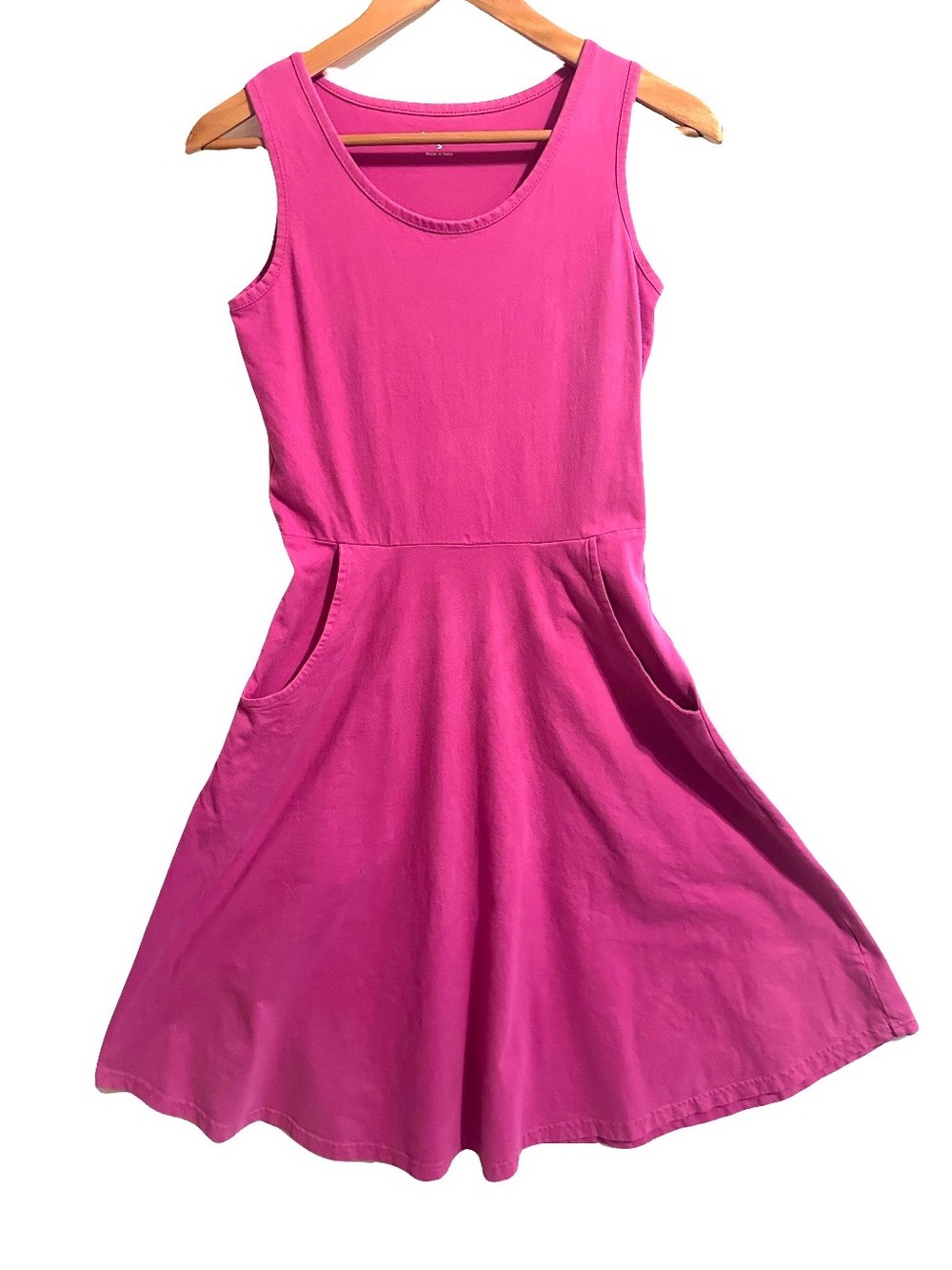 Svaha Pink A-Line Sleeveless Dress Scoop Neck Pockets Cotton Size Small - Picture 2 of 2